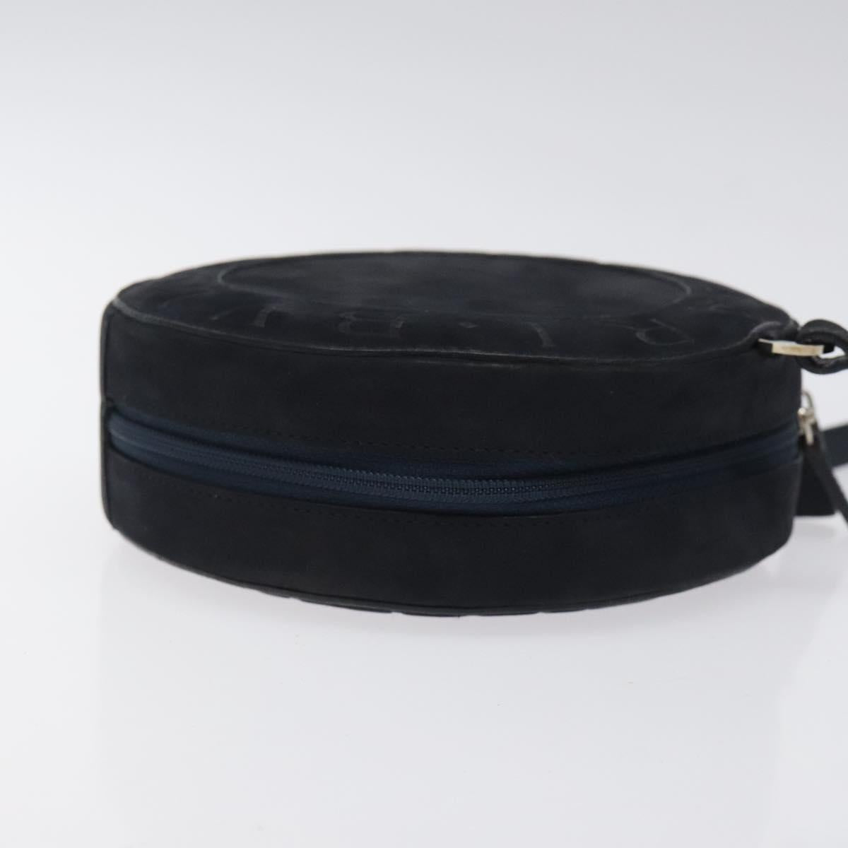 BVLGARI Shoulder Bag Suede Navy Silver