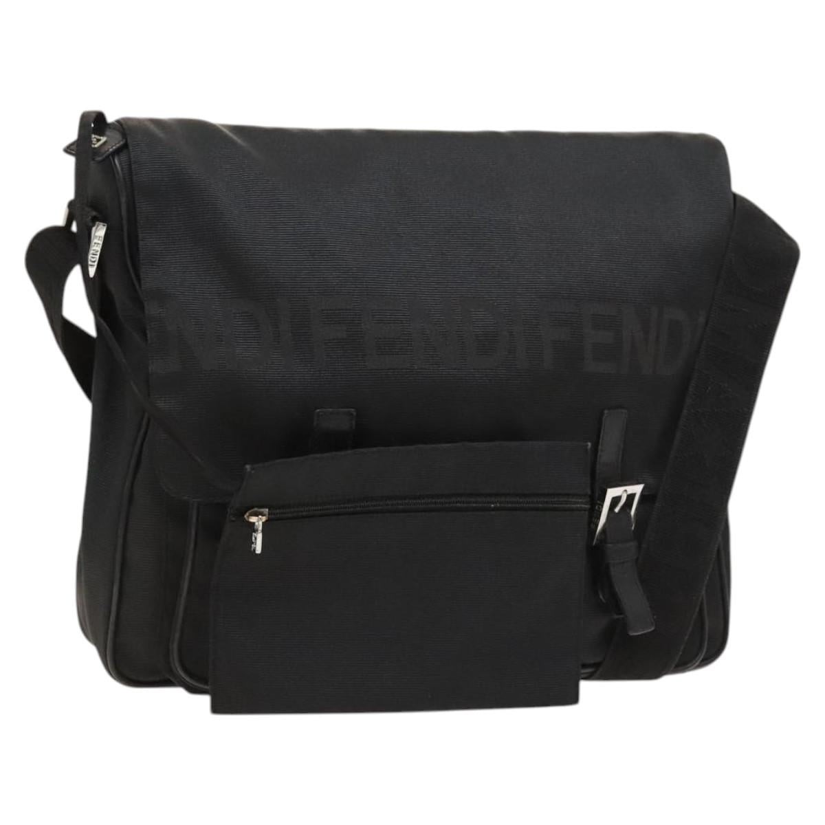 FENDI Shoulder Bag Nylon Black Silver