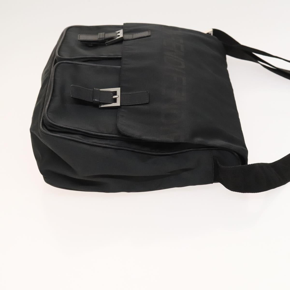 FENDI Shoulder Bag Nylon Black Silver