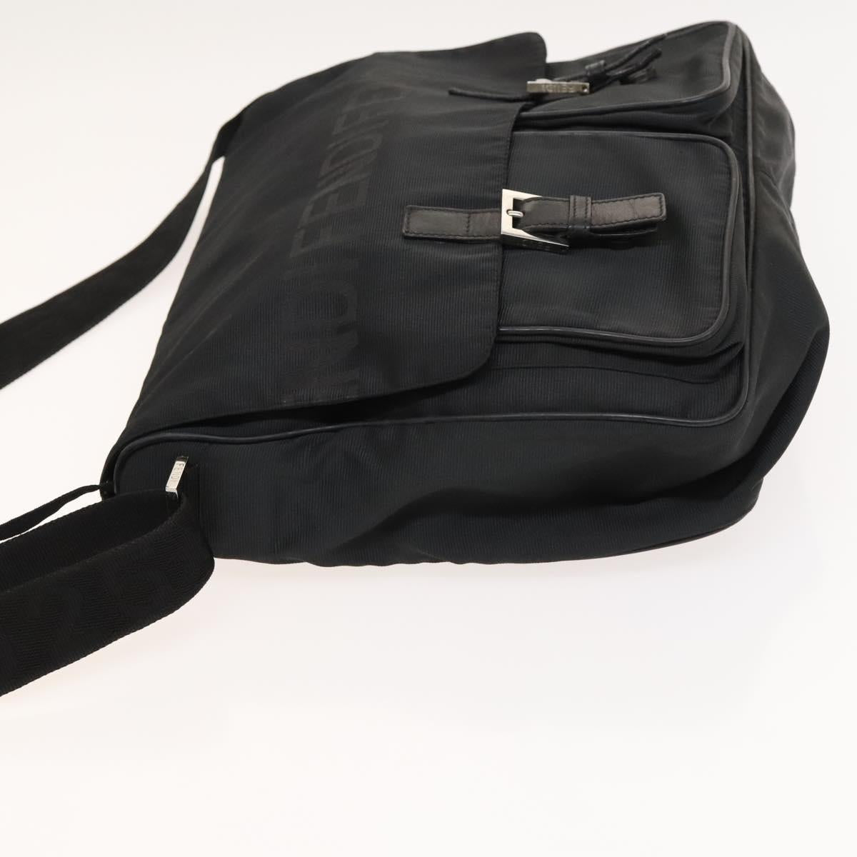 FENDI Shoulder Bag Nylon Black Silver