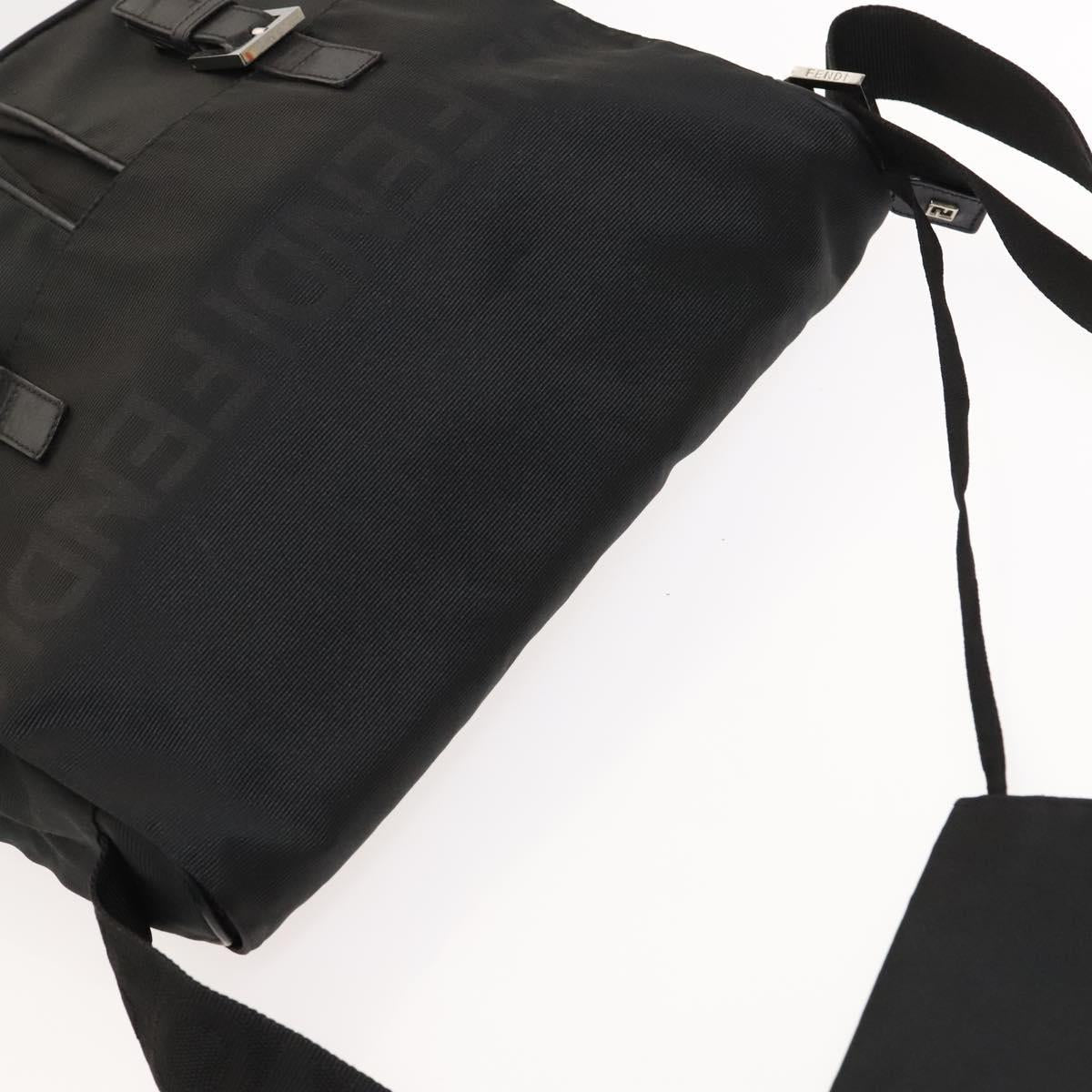 FENDI Shoulder Bag Nylon Black Silver