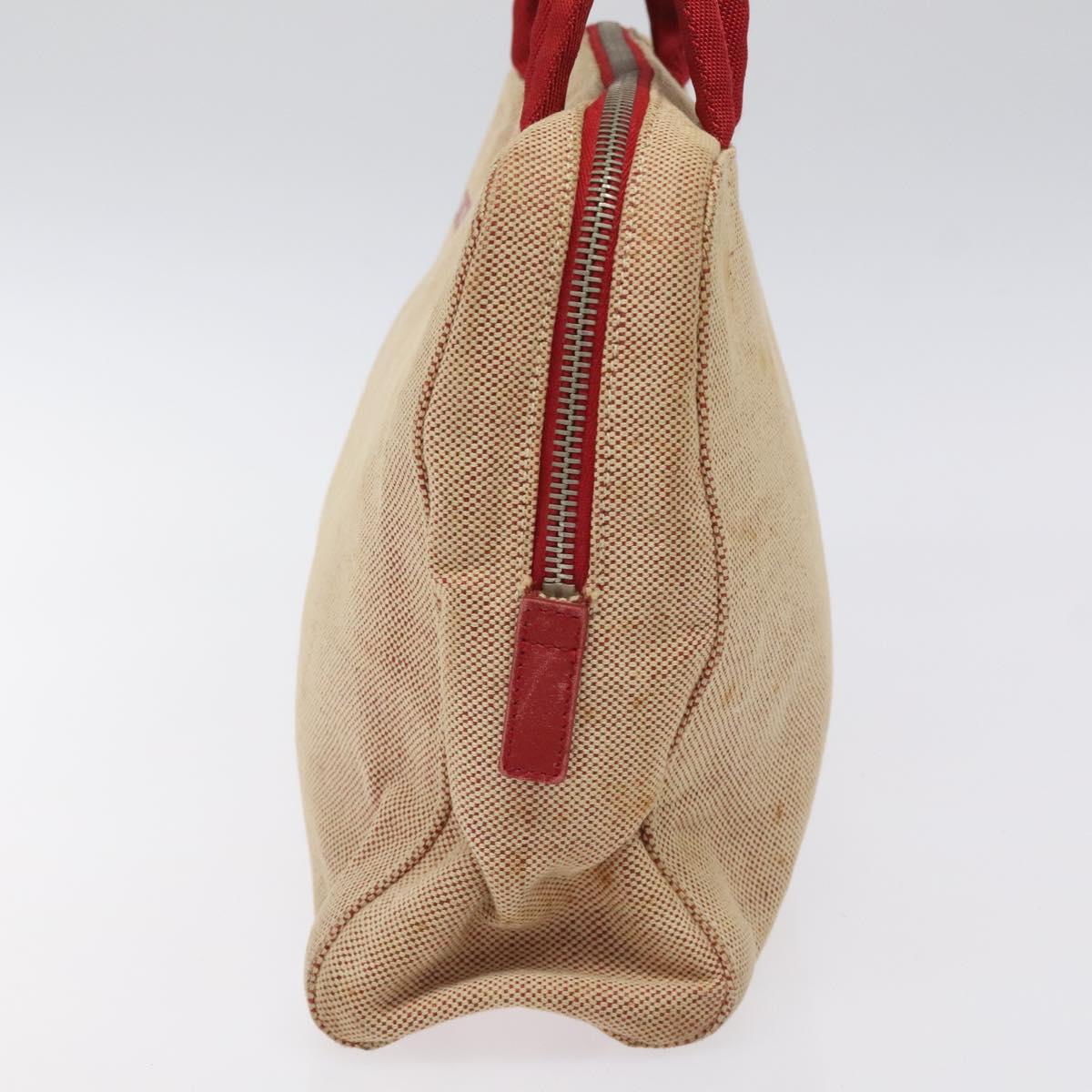 PRADA Hand Bag Canvas Red Silver