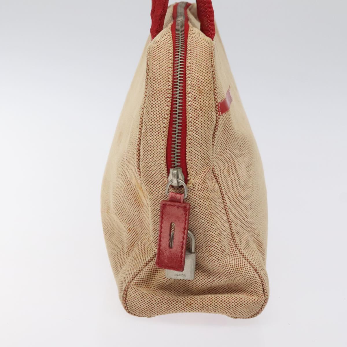PRADA Hand Bag Canvas Red Silver