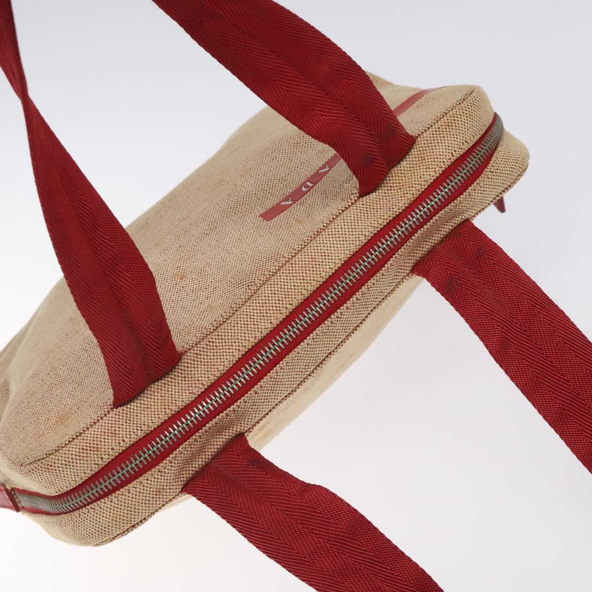 PRADA Hand Bag Canvas Red Silver