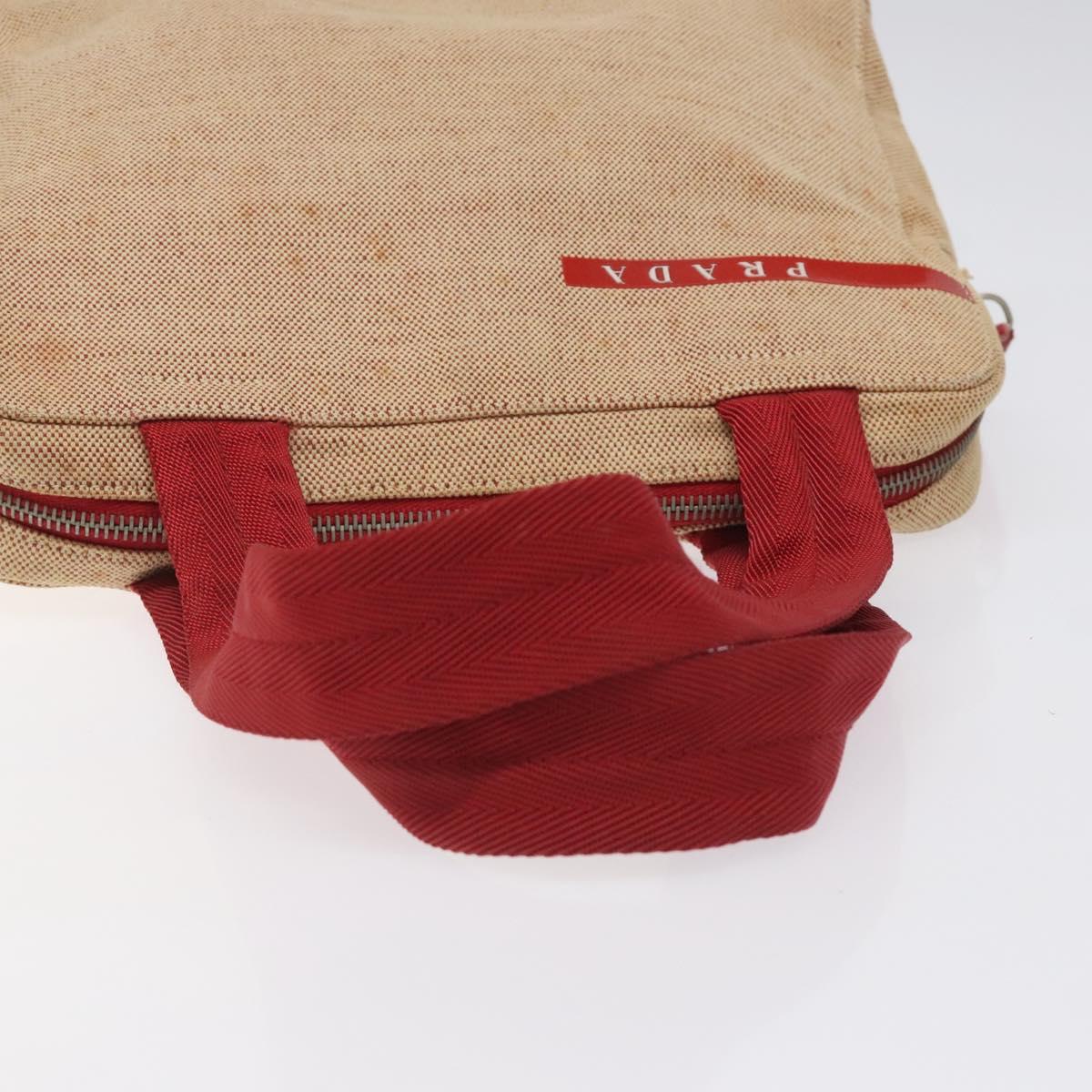 PRADA Hand Bag Canvas Red Silver