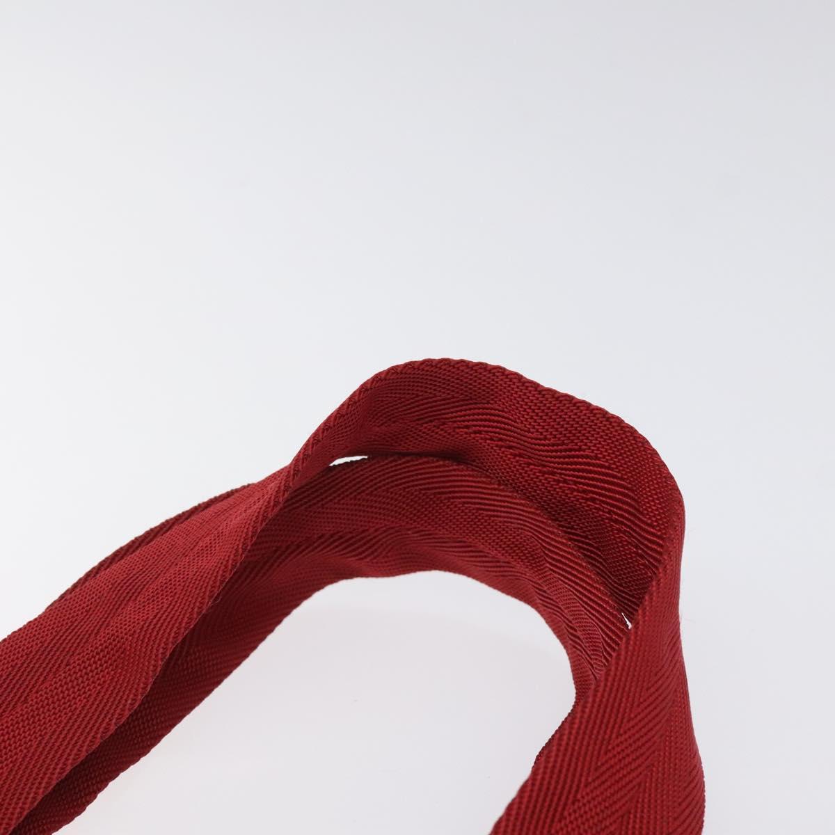 PRADA Hand Bag Canvas Red Silver