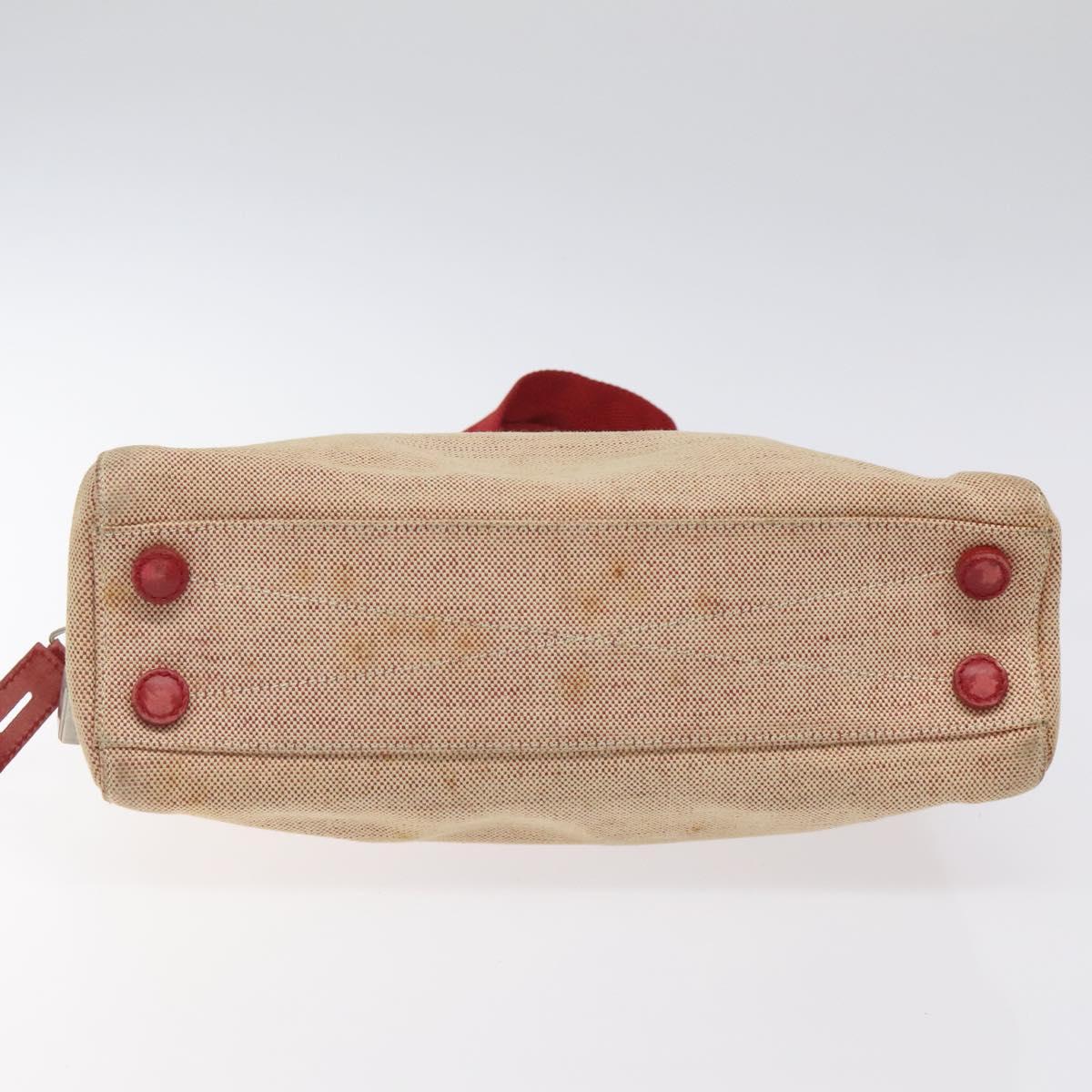 PRADA Hand Bag Canvas Red Silver