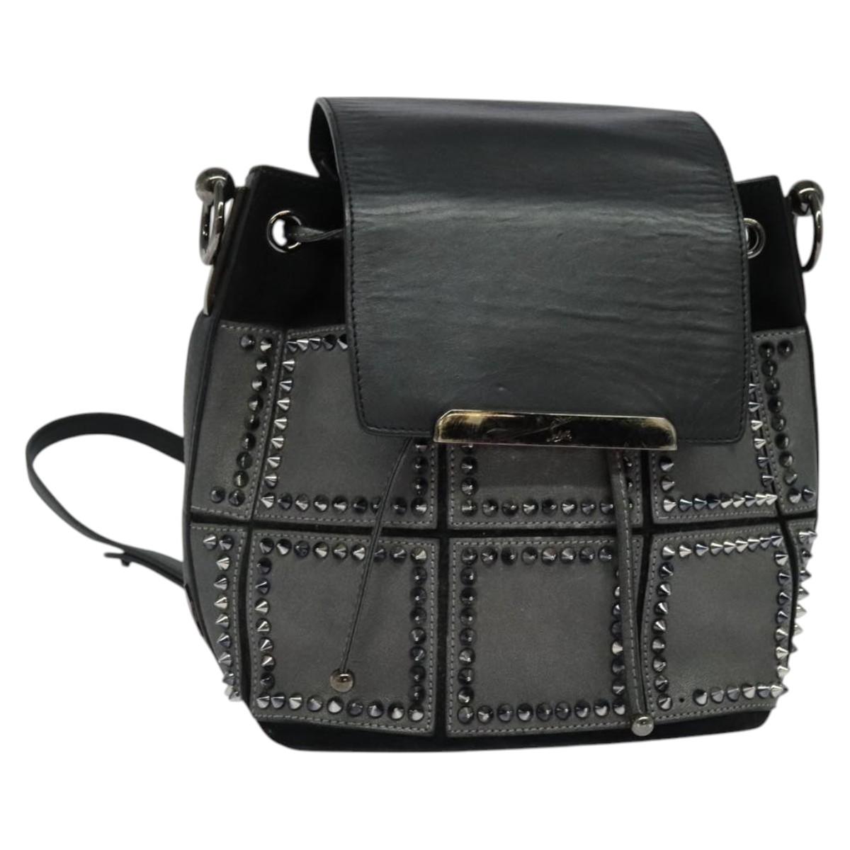 Christian Louboutin Backpack Leather Black Silver