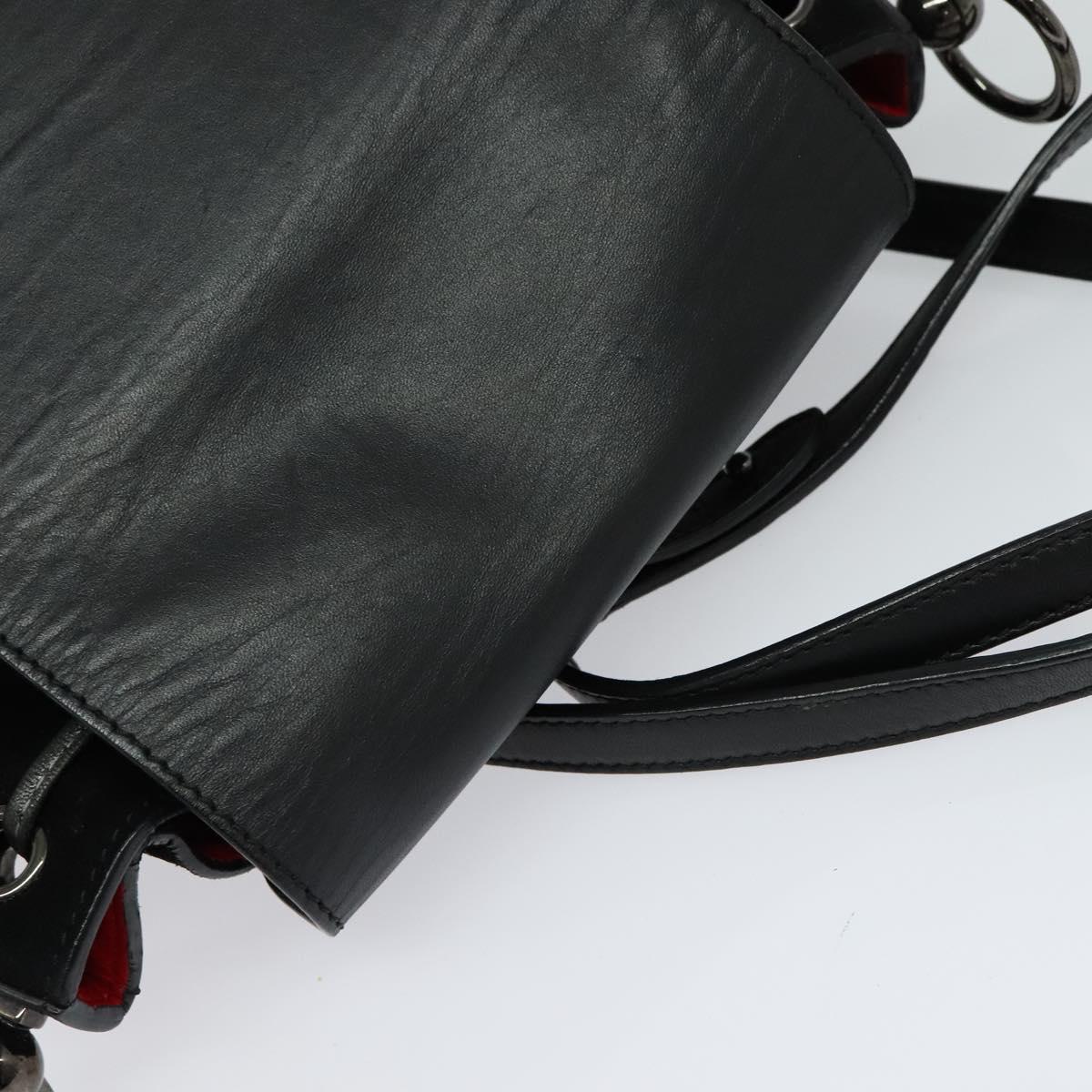Christian Louboutin Backpack Leather Black Silver