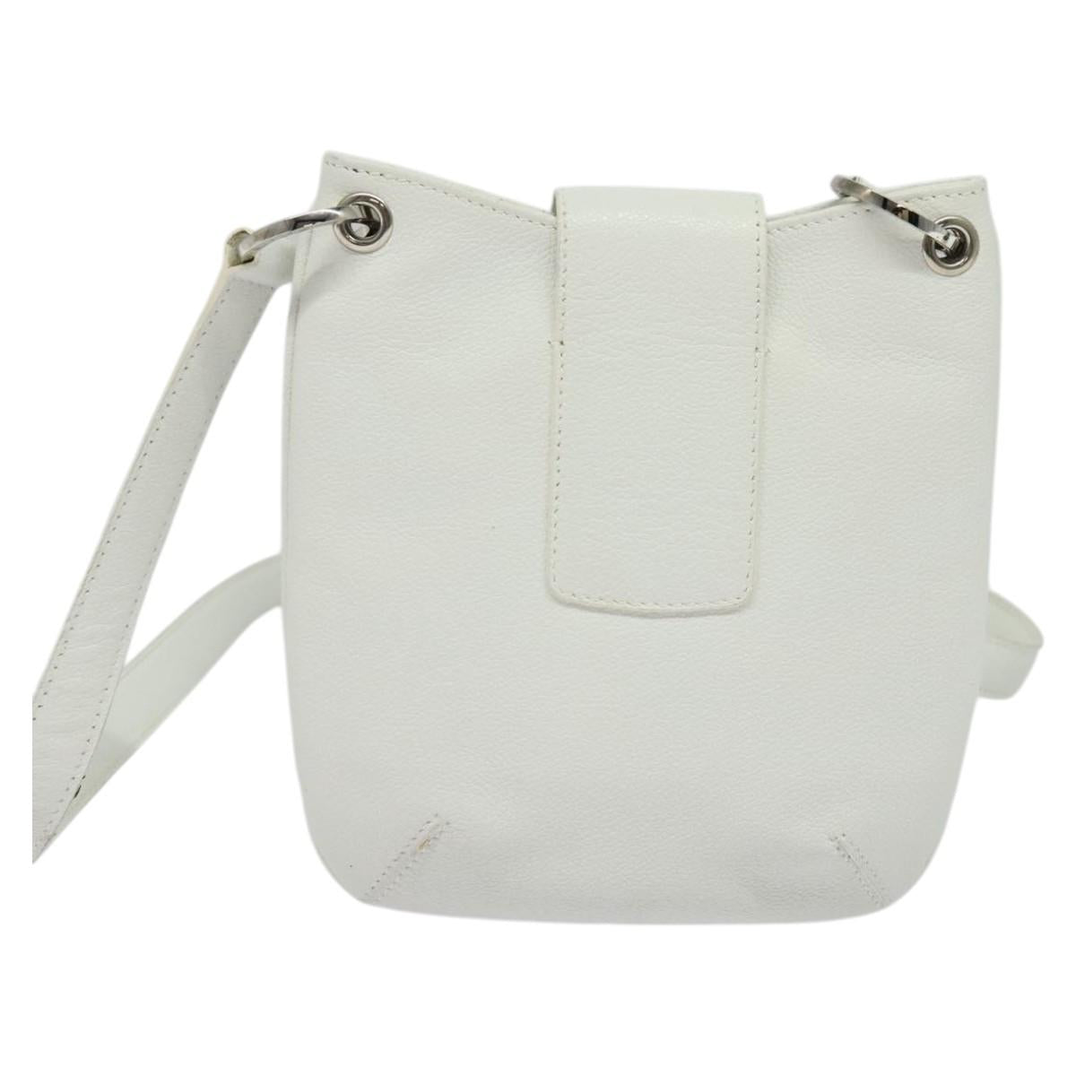 BVLGARI Shoulder Bag Leather White Silver