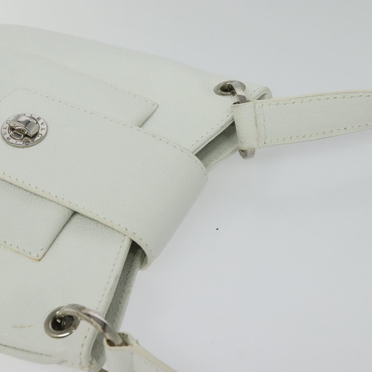 BVLGARI Shoulder Bag Leather White Silver