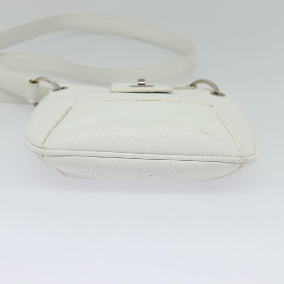 BVLGARI Shoulder Bag Leather White Silver