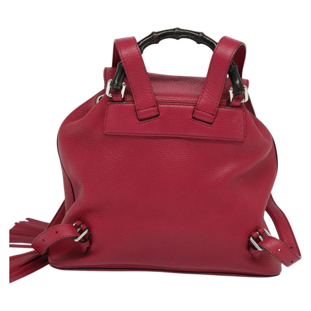 GUCCI Bamboo Backpack Leather Outlet Pink 370833