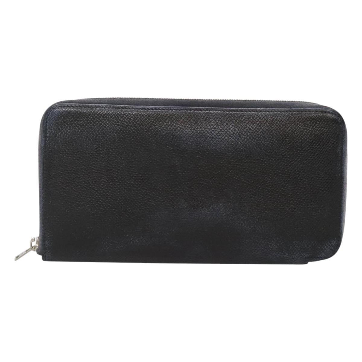 HERMES Long Wallet Leather Navy