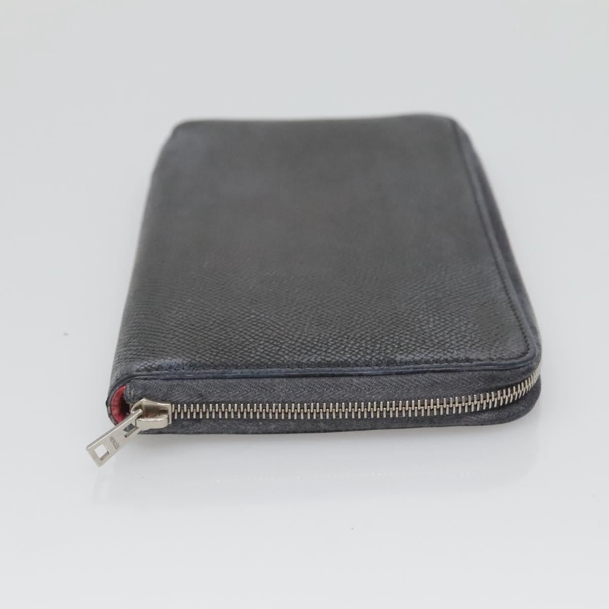 HERMES Long Wallet Leather Navy