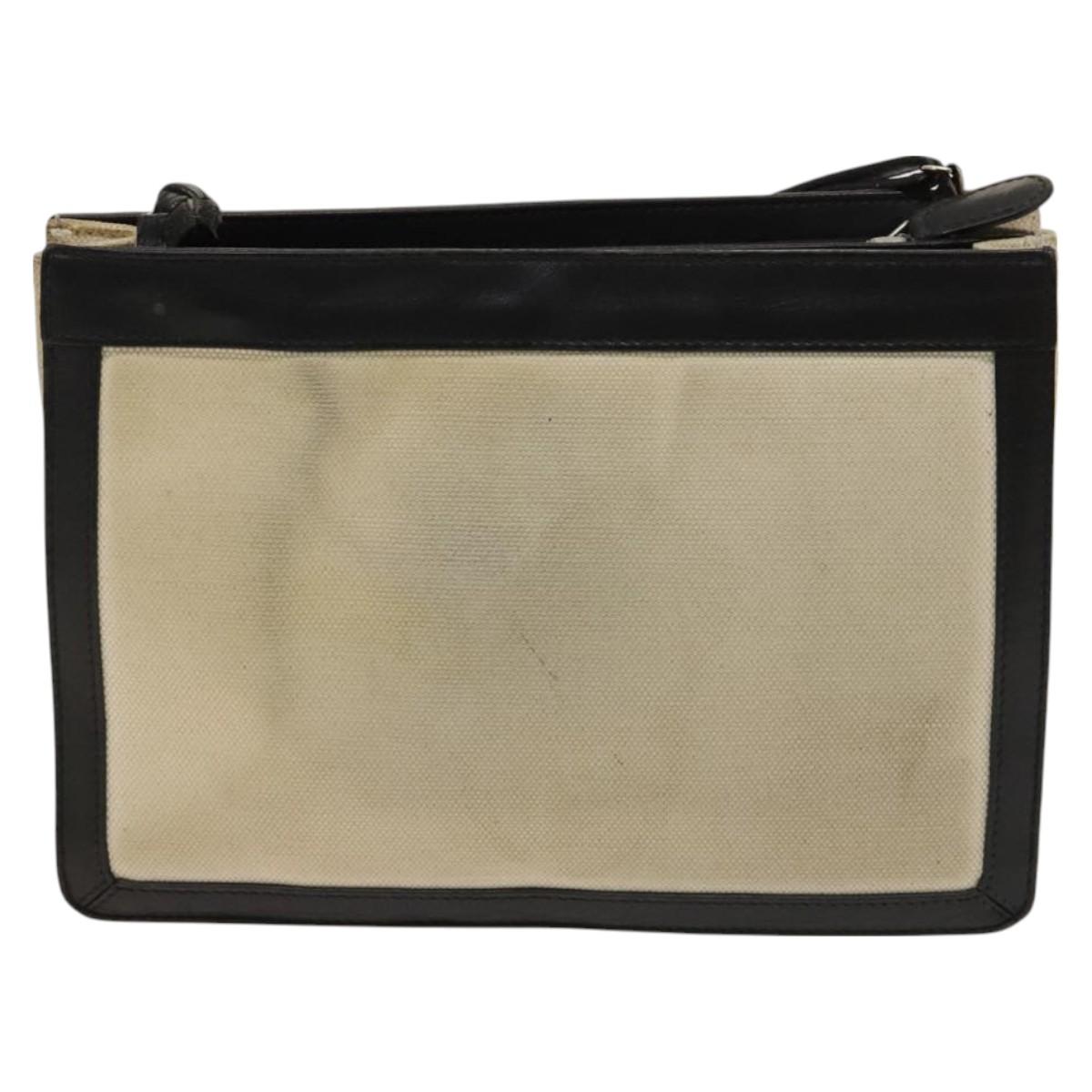 BALENCIAGA Shoulder Bag Canvas Beige Black Silver