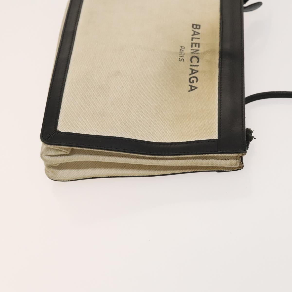 BALENCIAGA Shoulder Bag Canvas Beige Black Silver