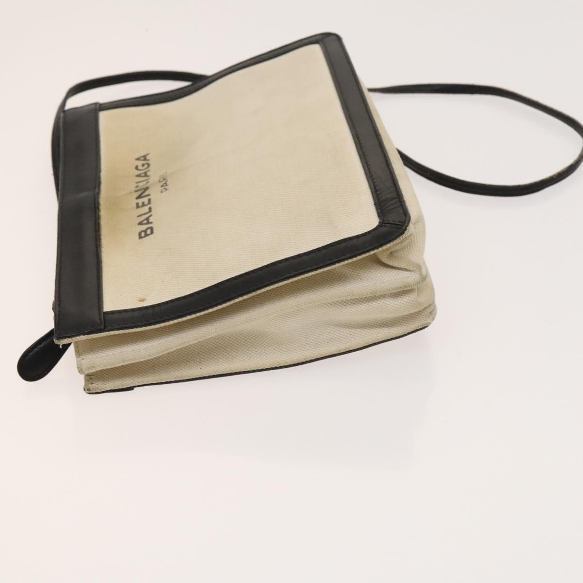 BALENCIAGA Shoulder Bag Canvas Beige Black Silver