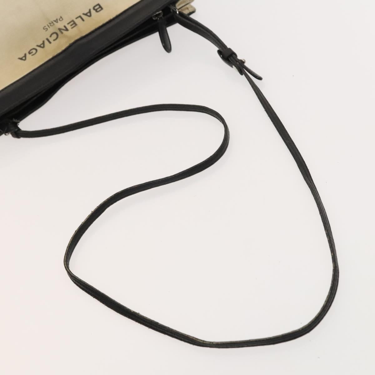 BALENCIAGA Shoulder Bag Canvas Beige Black Silver