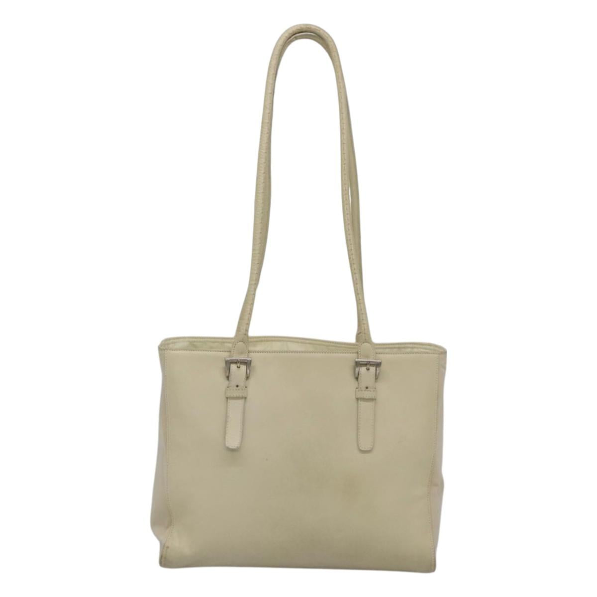 PRADA Shoulder Bag Leather nylon White Silver