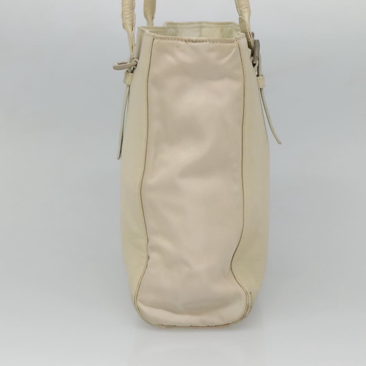 PRADA Shoulder Bag Leather nylon White Silver