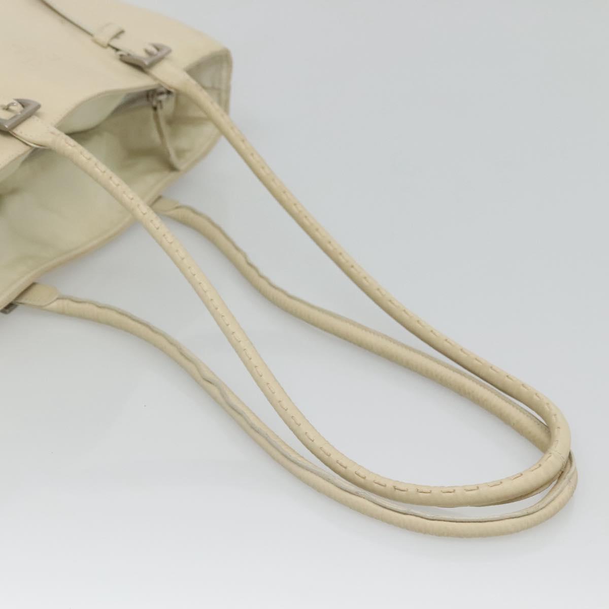 PRADA Shoulder Bag Leather nylon White Silver