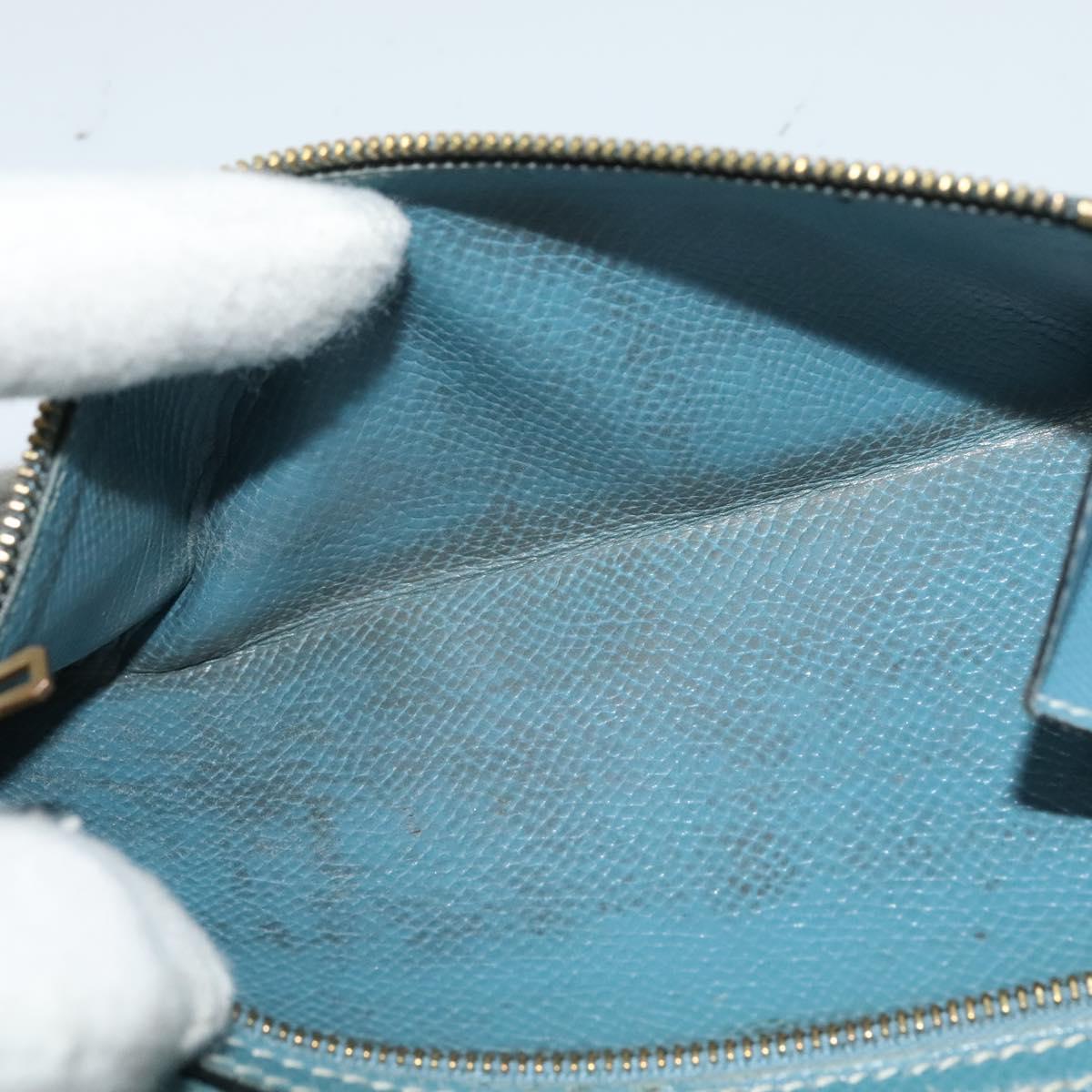 HERMES Bean Long Wallet Leather Blue