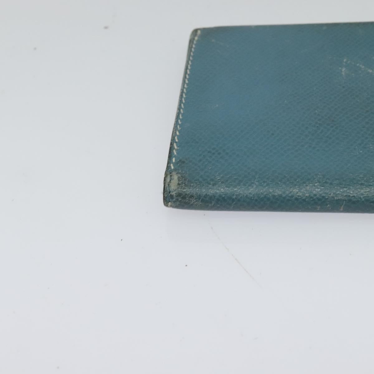 HERMES Bean Long Wallet Leather Blue