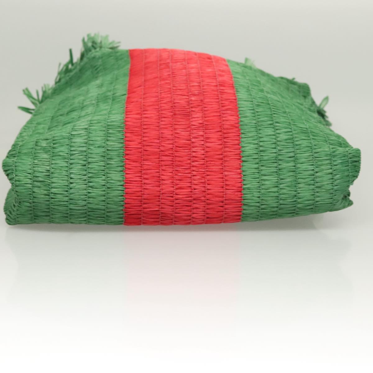GUCCI Hand Bag Straw Green Red 524810