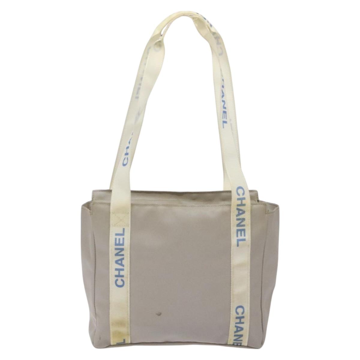 CHANEL Tote Bag PVC Canvas Greige Silver CC