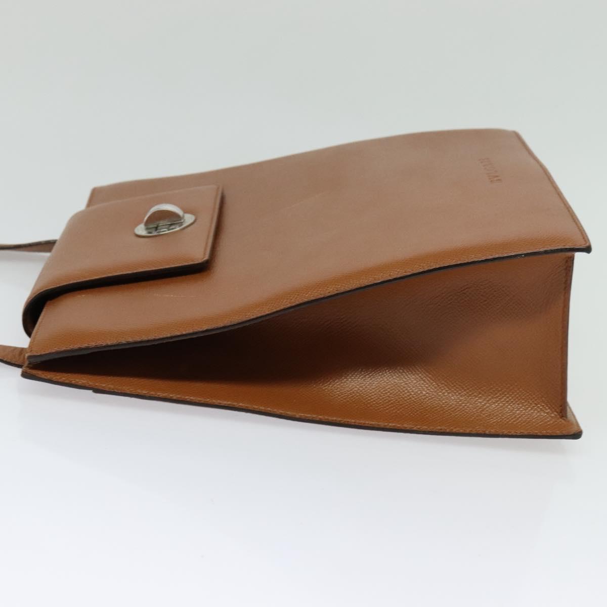 BVLGARI Shoulder Bag Leather Brown Silver