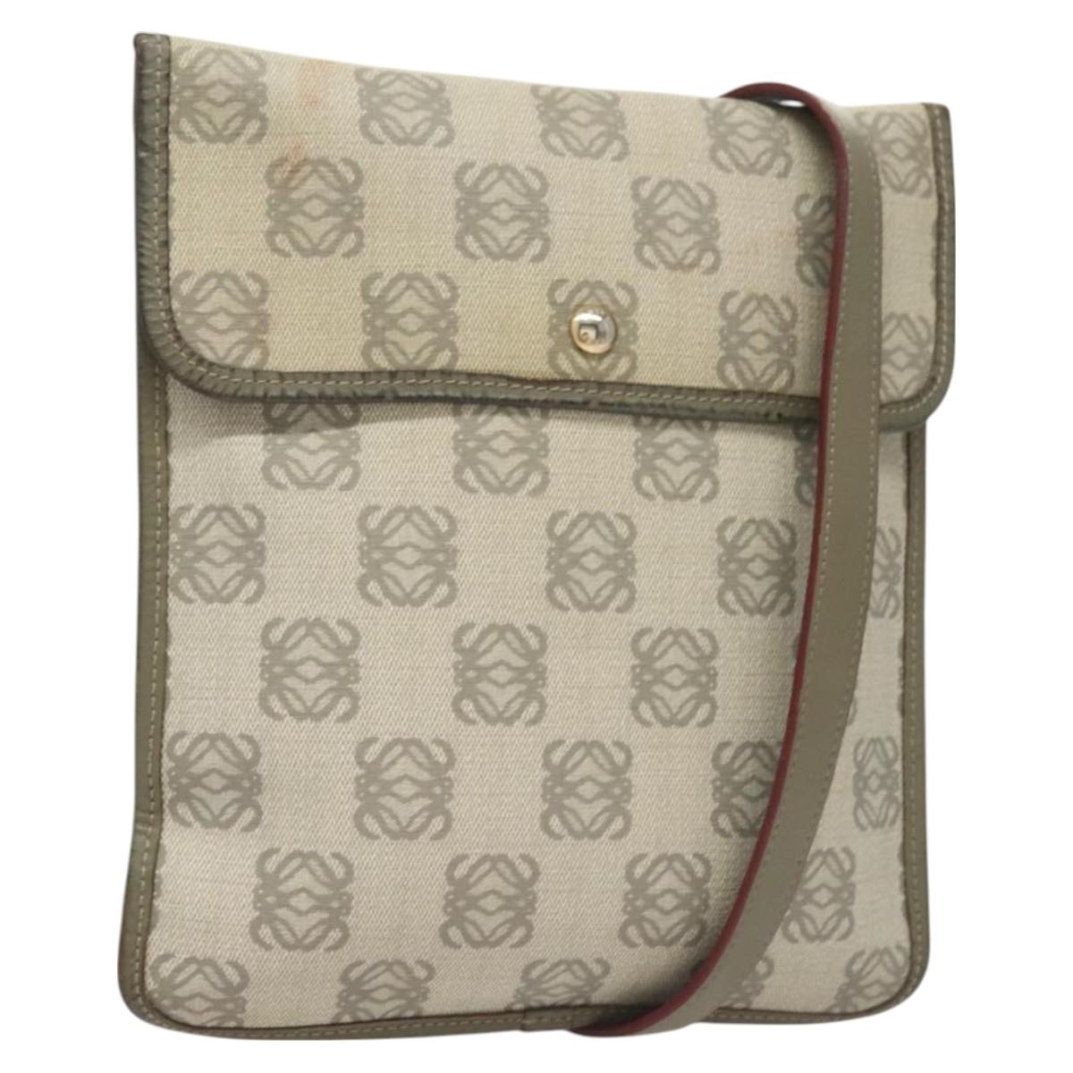 LOEWE Anagram Shoulder Bag PVC Gray Gold