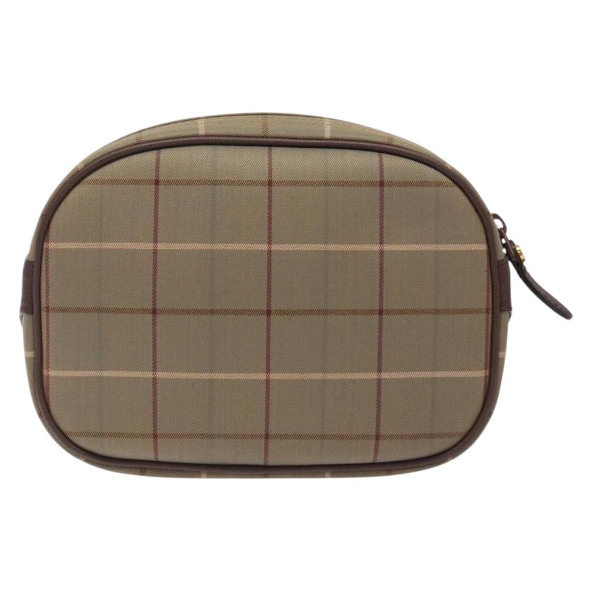 Burberrys Nova Check Pouch Canvas Beige Gold