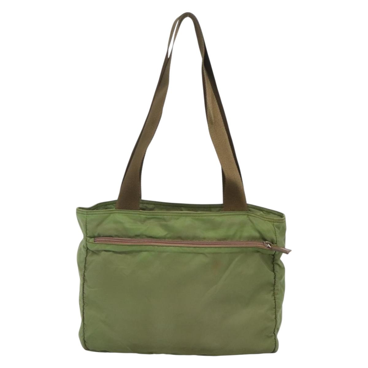 PRADA Shoulder Bag Nylon Khaki Silver