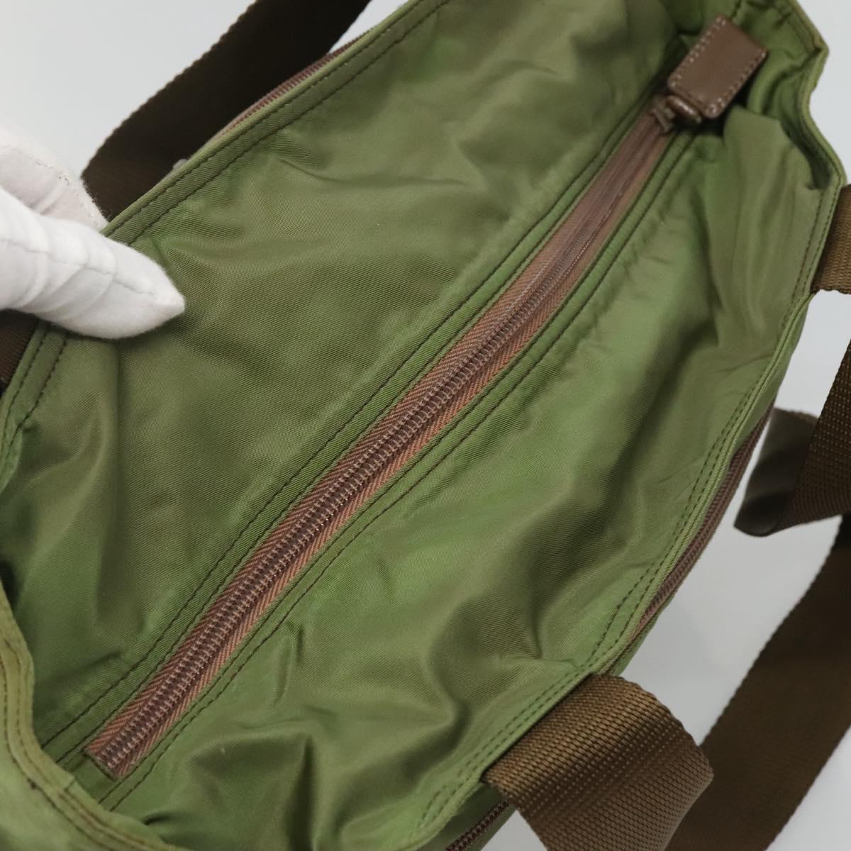 PRADA Shoulder Bag Nylon Khaki Silver