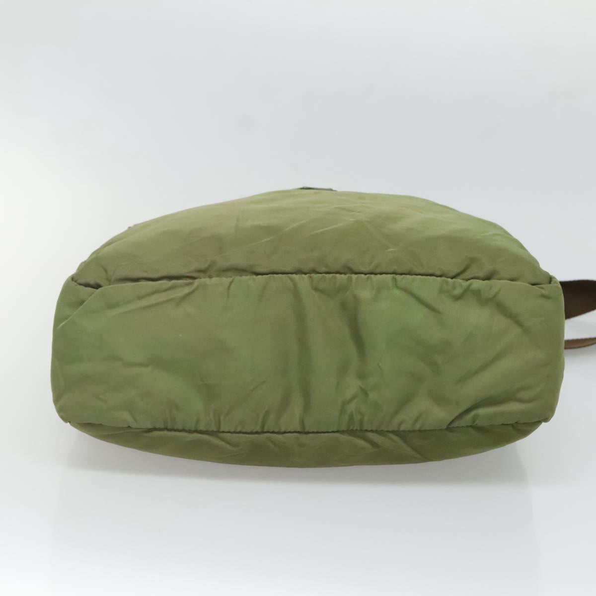 PRADA Shoulder Bag Nylon Khaki Silver