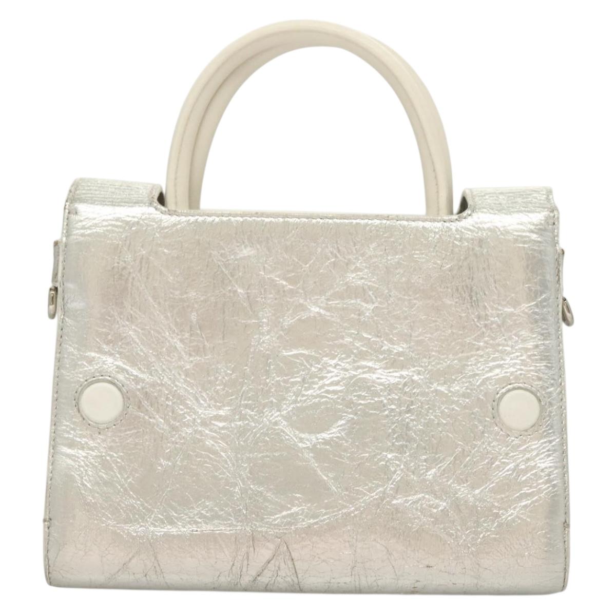 Christian Dior Ever Mini Hand Bag Leather 2way Silver