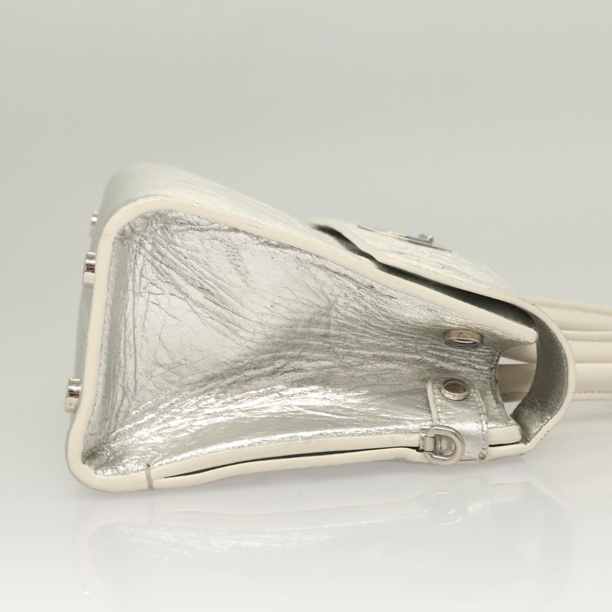 Christian Dior Ever Mini Hand Bag Leather 2way Silver