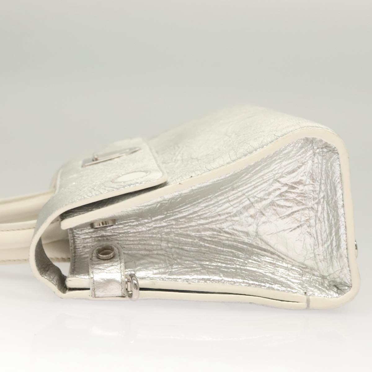 Christian Dior Ever Mini Hand Bag Leather 2way Silver