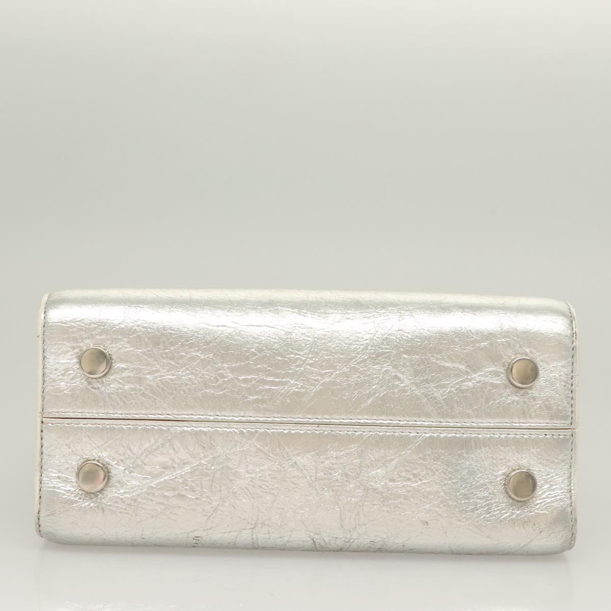 Christian Dior Ever Mini Hand Bag Leather 2way Silver