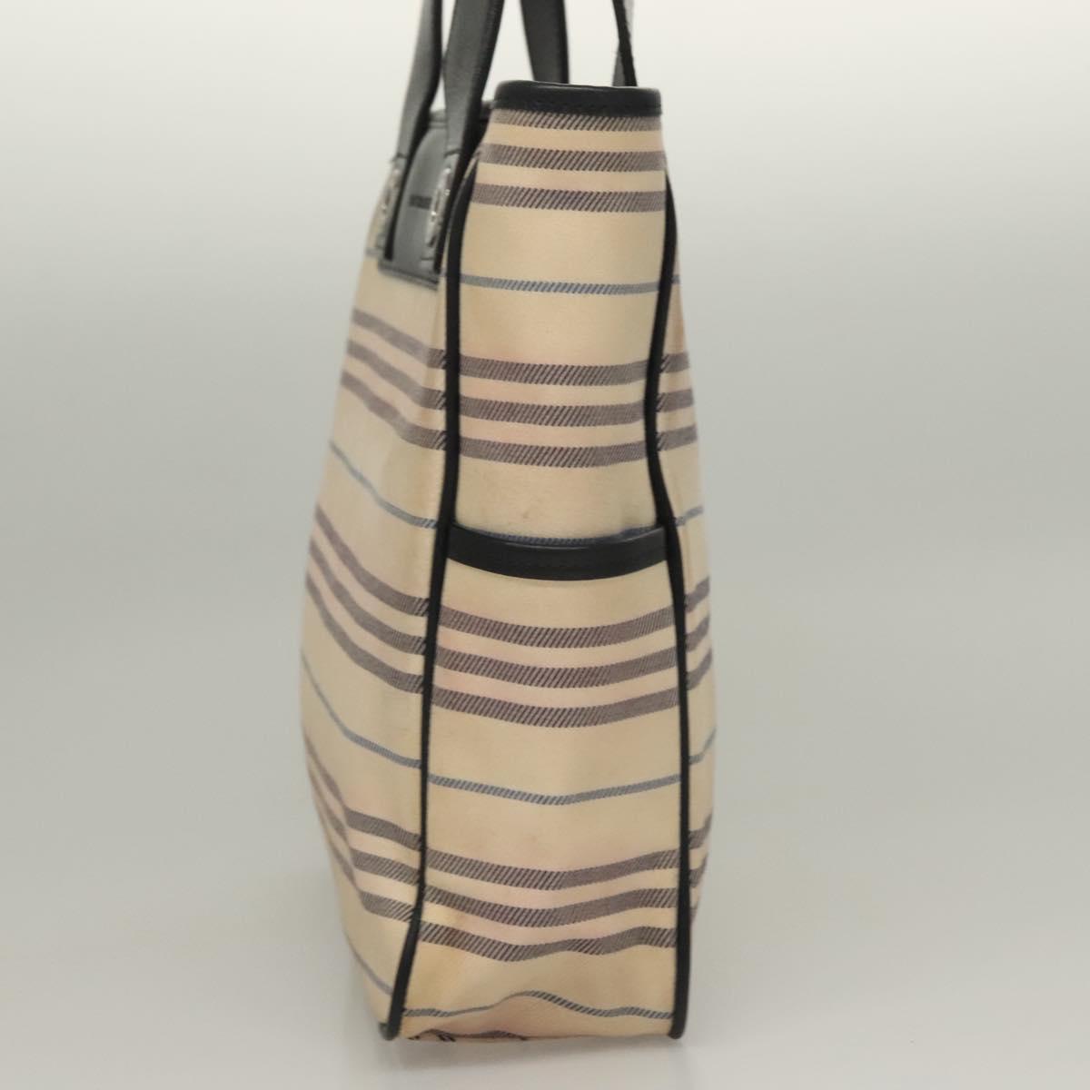 BURBERRY Tote Bag Canvas Beige Silver