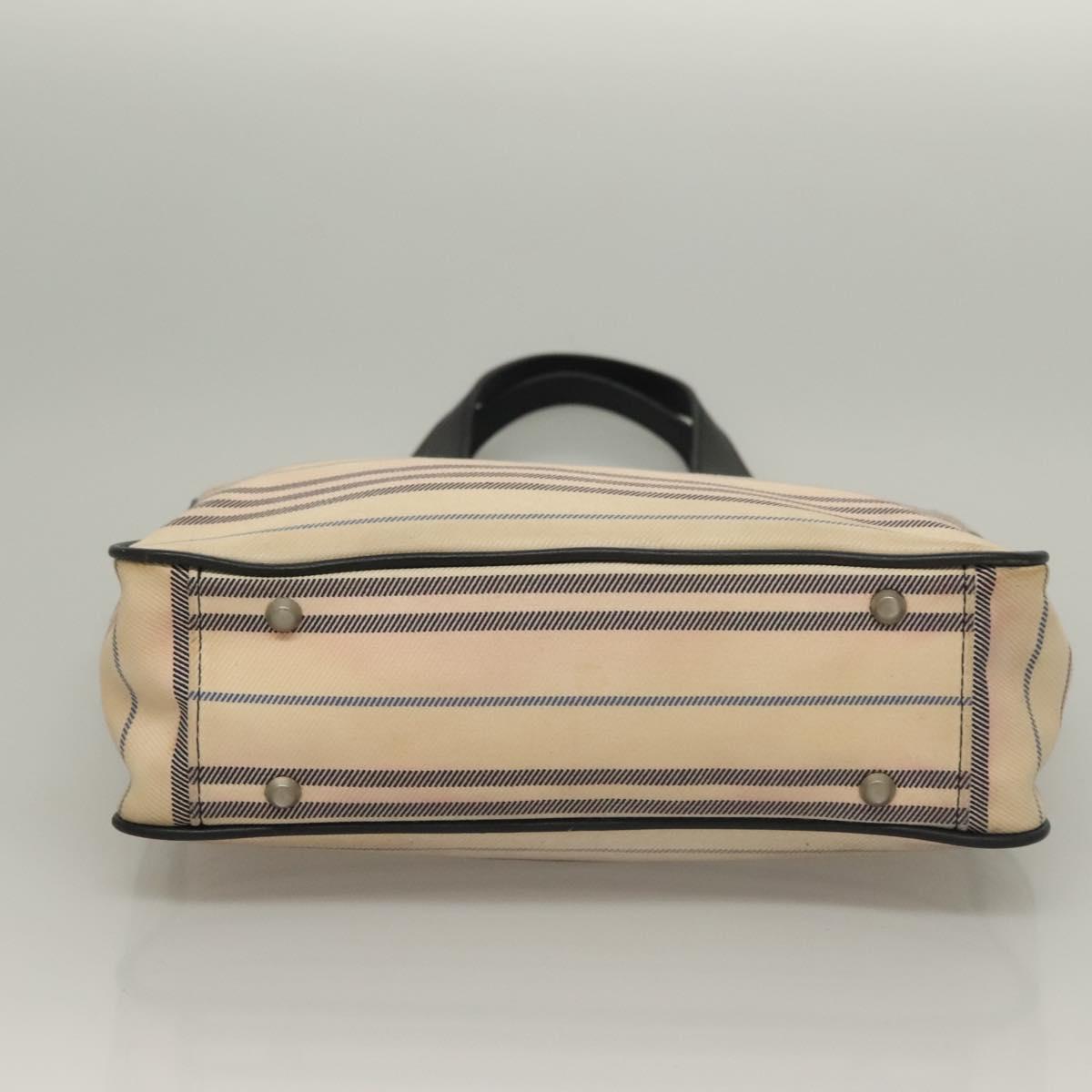 BURBERRY Tote Bag Canvas Beige Silver