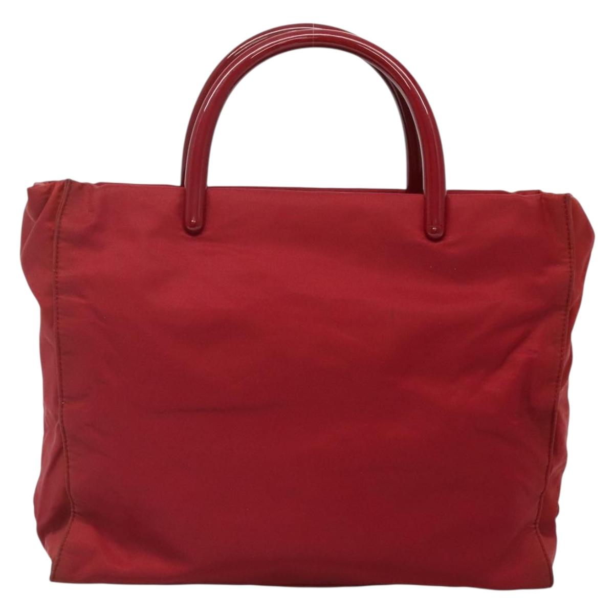 PRADA Tote Bag Nylon Red Silver
