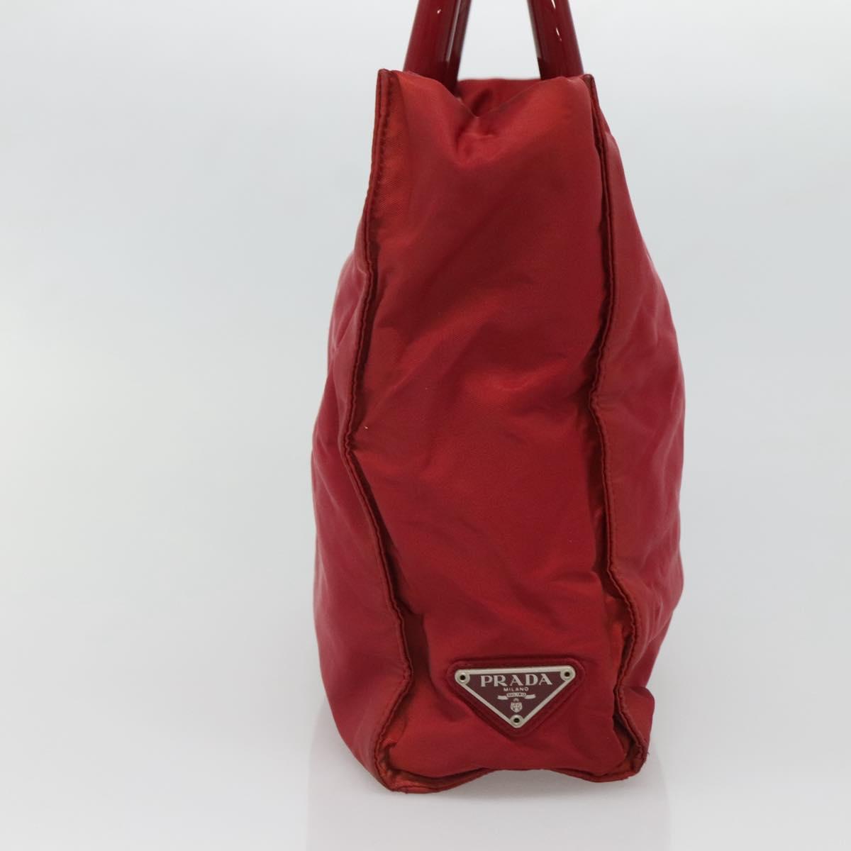 PRADA Tote Bag Nylon Red Silver
