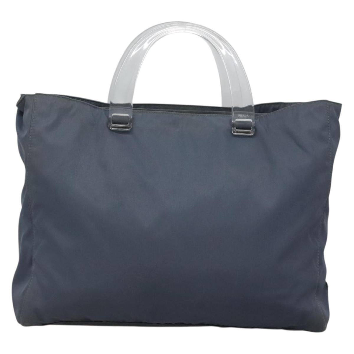 PRADA Hand Bag Nylon Gray Silver