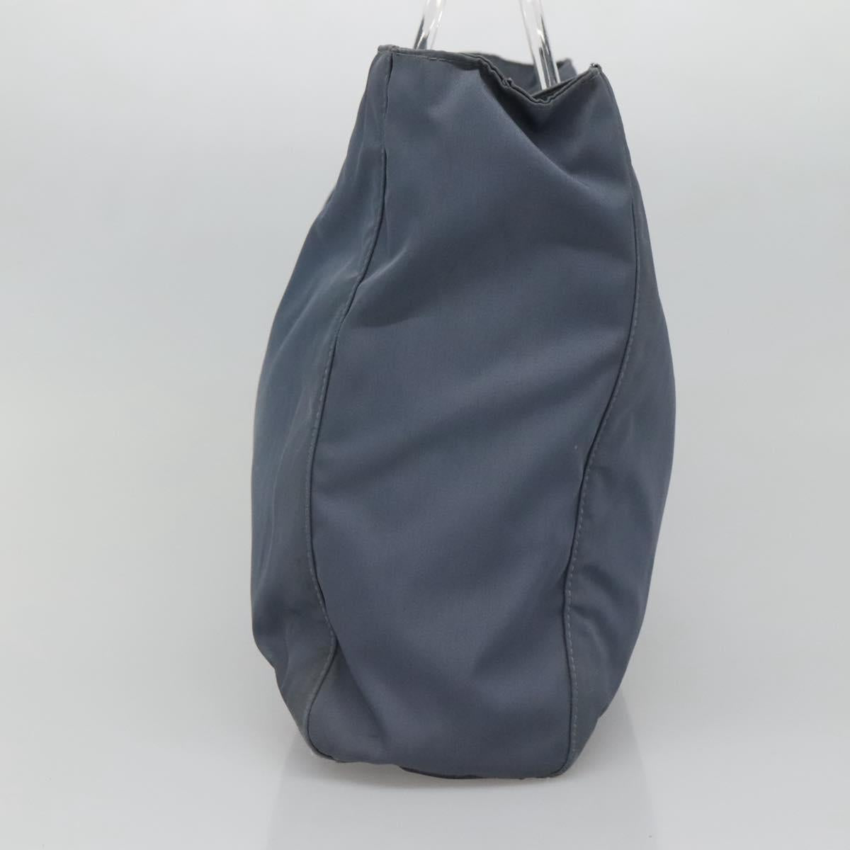 PRADA Hand Bag Nylon Gray Silver