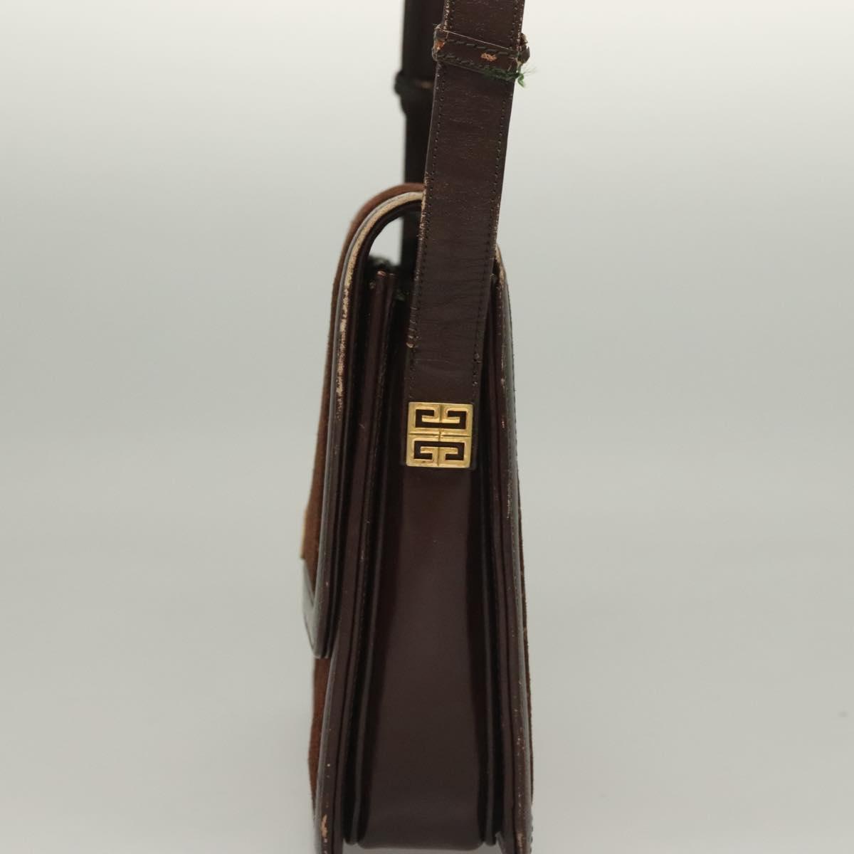 GIVENCHY Shoulder Bag Suede Brown Gold