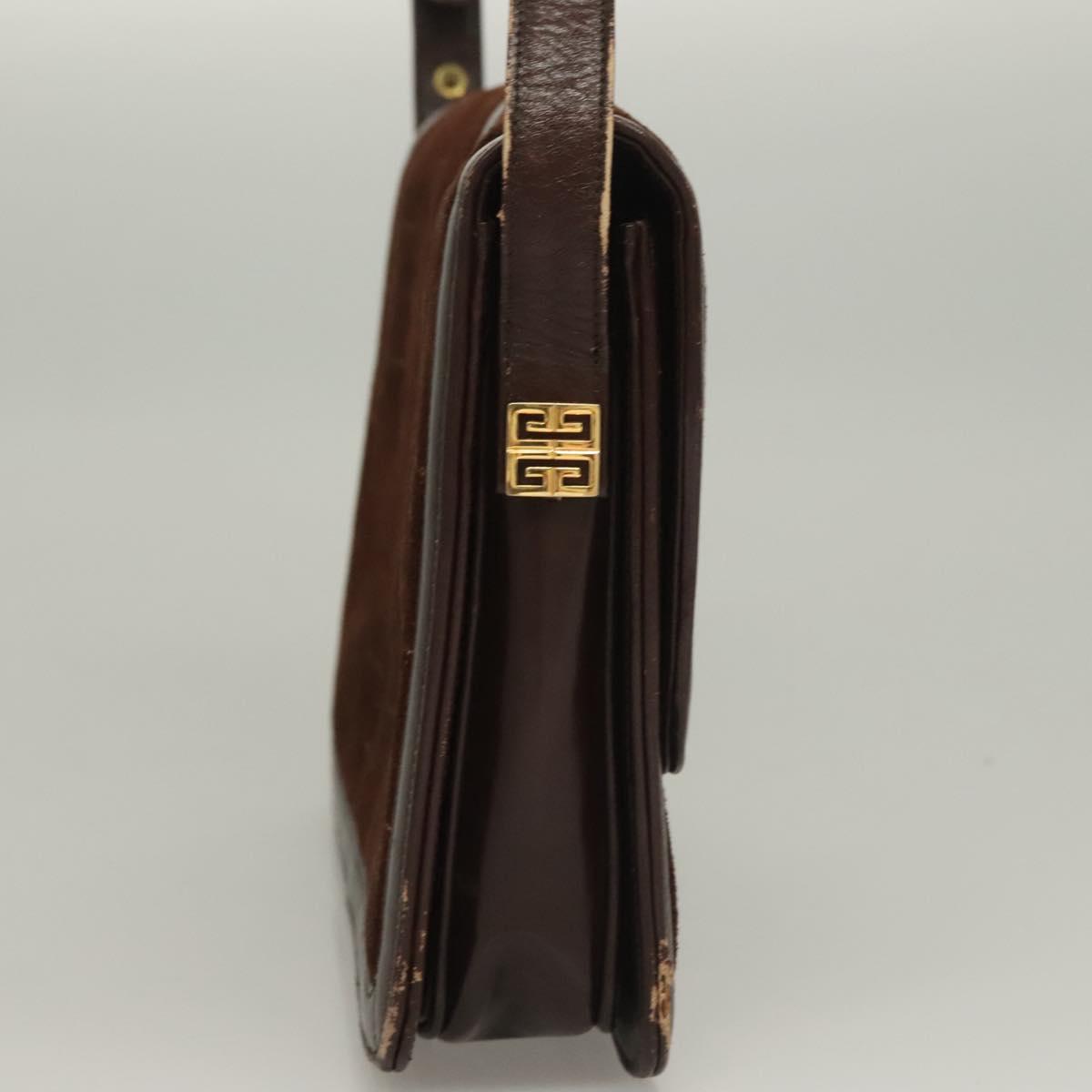 GIVENCHY Shoulder Bag Suede Brown Gold