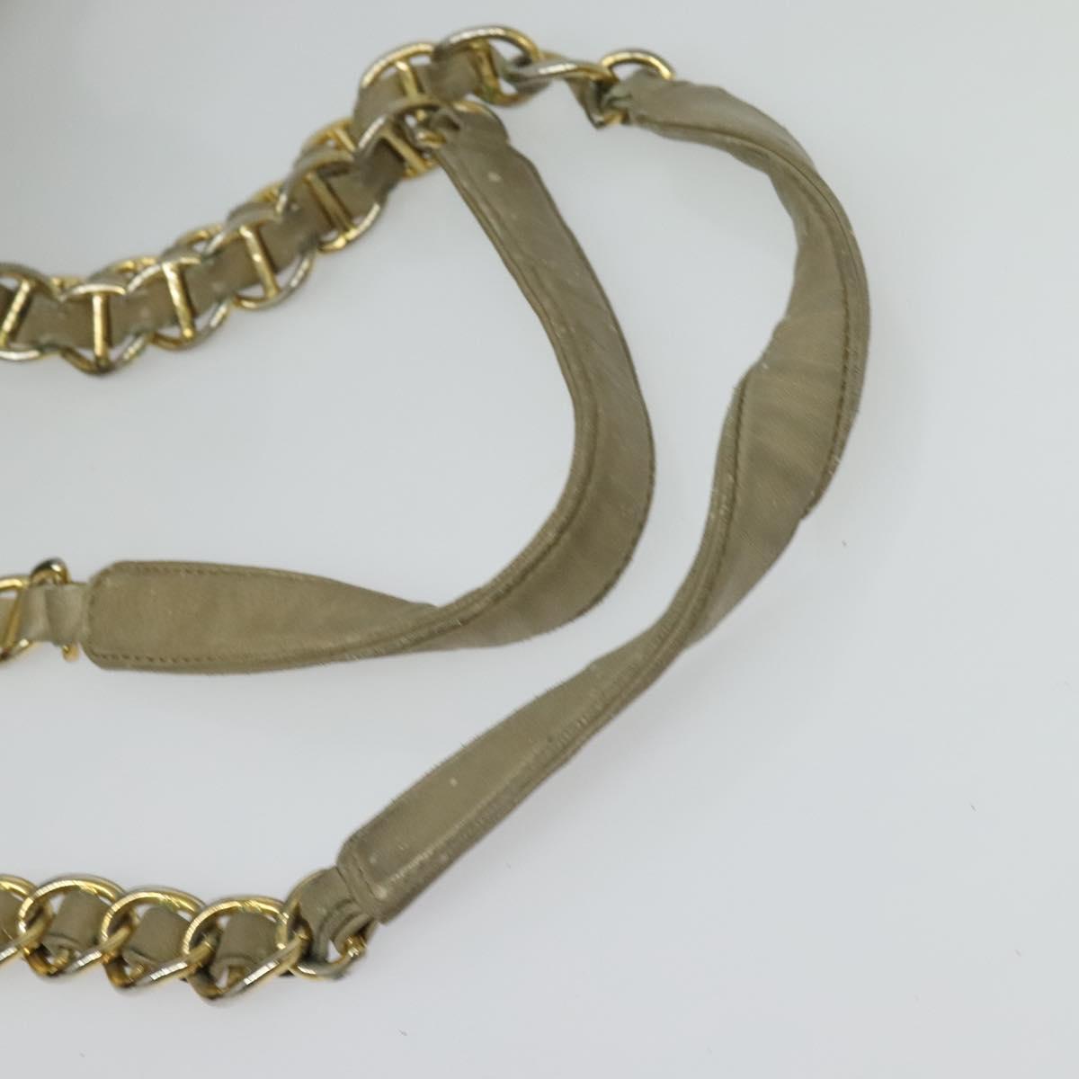 PRADA Chain Tote Bag Leather Beige Gold