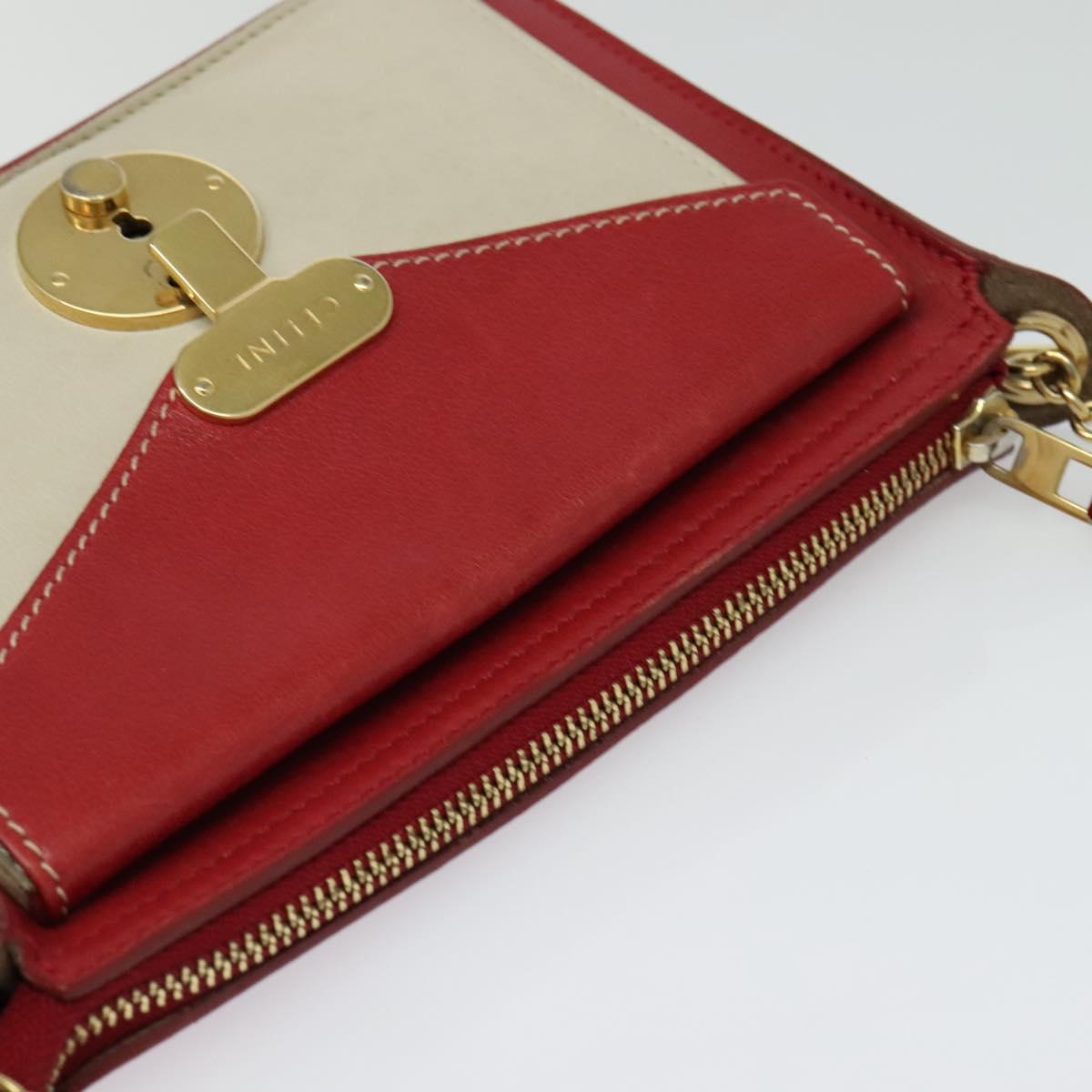 CELINE Chain Shoulder Bag Leather Red Gold